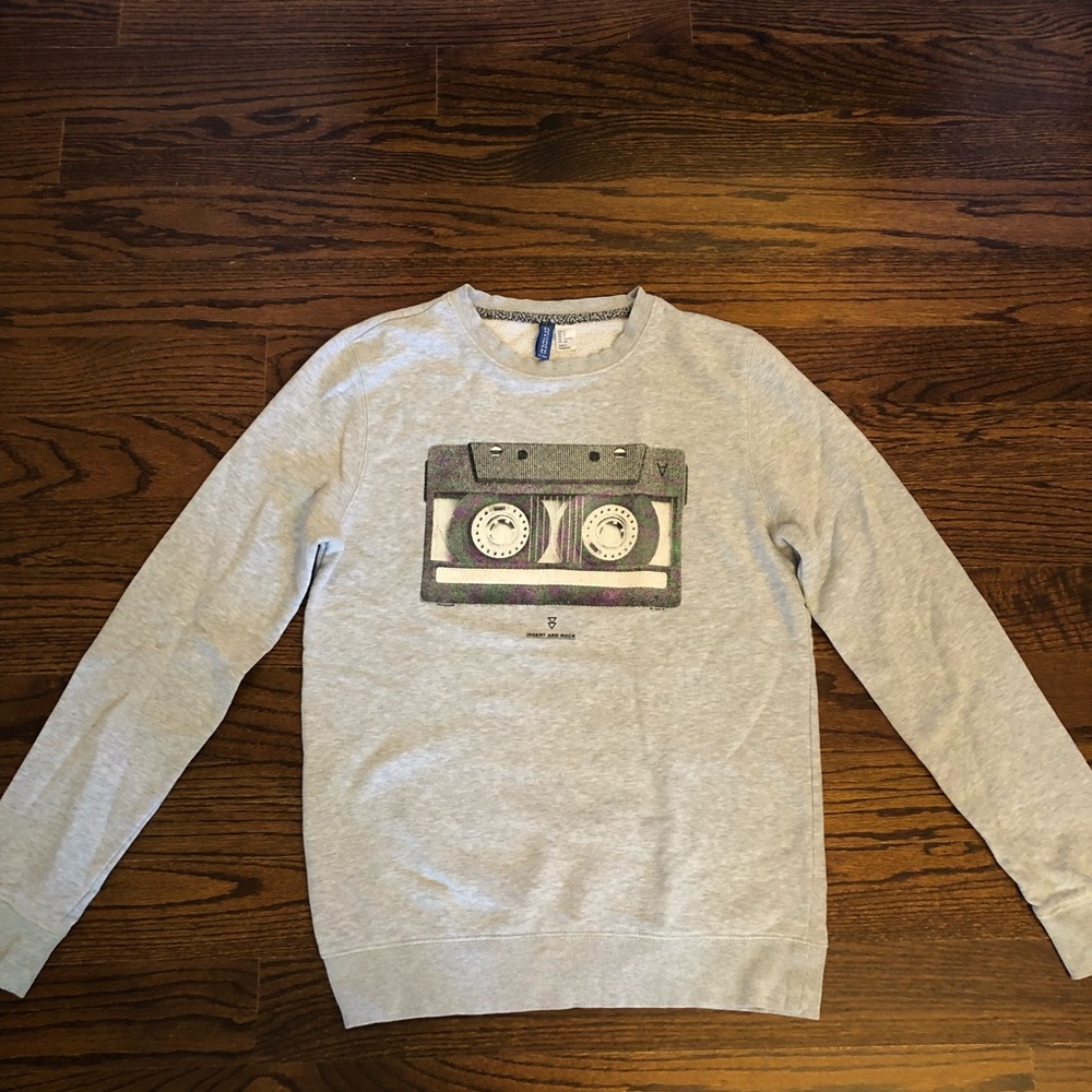 Crew neck heathered cassette tape sweatshirt